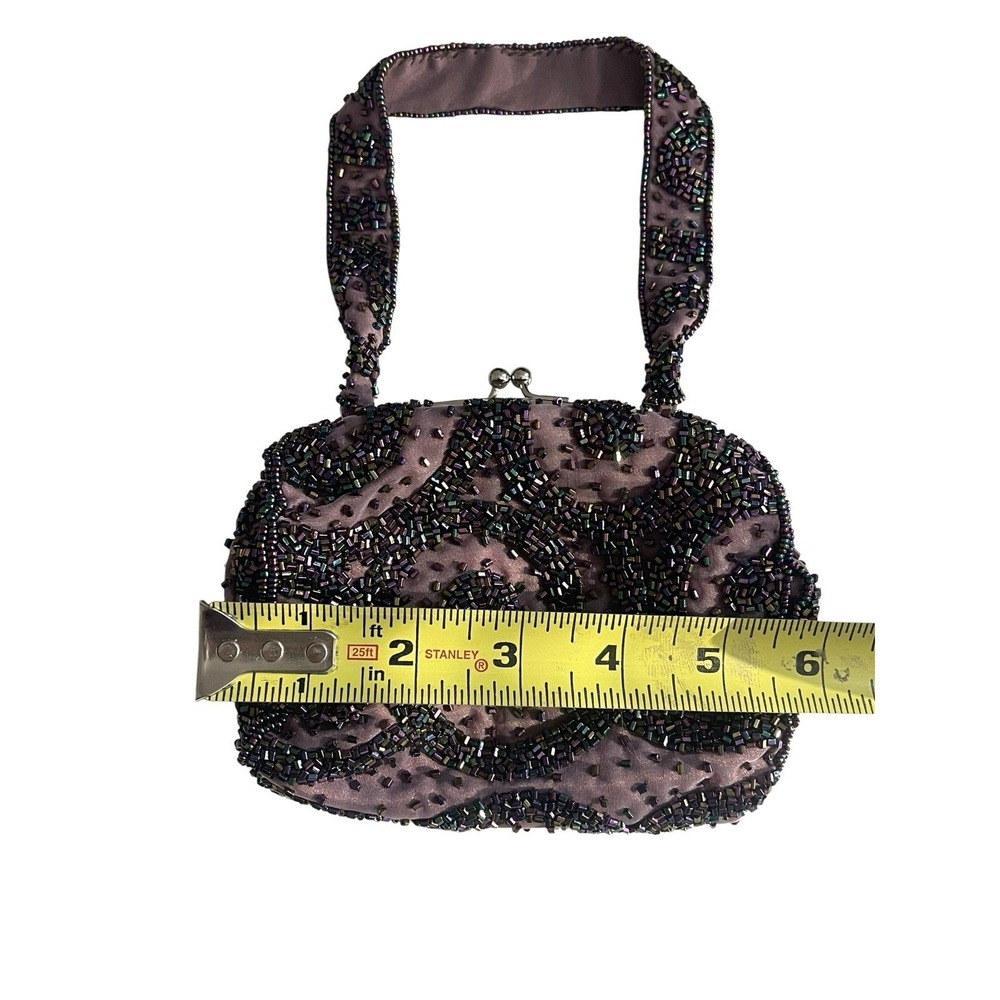 Vintage Style Beaded Satin Evening Kiss Lock Micro Mini Bag Purse Whimsigoth - Picture 6 of 8